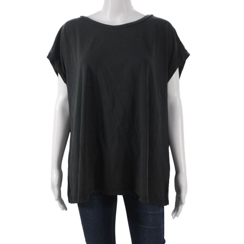 Labo.Art Womens Basic T-Shirt Black Scoop Neck Sleeveless 98% Cotton Size 3